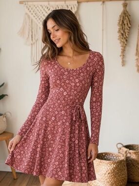 Pact Organic Cotton Floral Fit & Flare Midi Dress Size M Feminine Romantic Boho